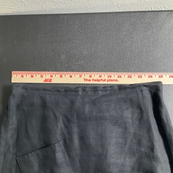 FLAX‎ Linen Skirt Elastic Waist Midi Casual Black Skirt Sz P (XS) Lagenlook - Picture 7 of 9